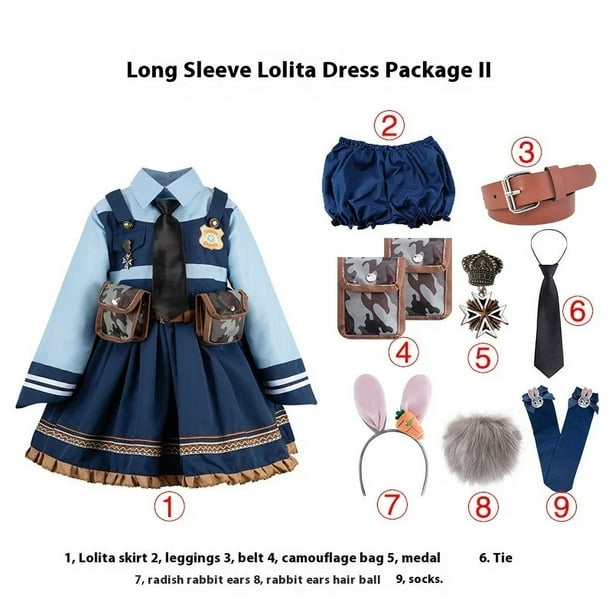 Disfraz de conejo del zoológico Judy para niña, mujer policía, vestido de juego de rol, trajes de Cosplay clásicos para Halloween, conjuntos de espectáculo escénico
