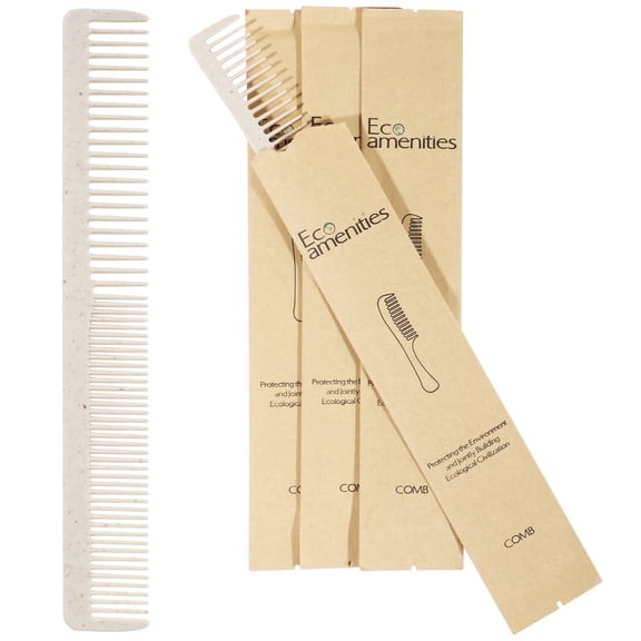 100 PCS Hair Combs Bulk, Wheat Straw Disposable Combs Individually Wrapped Combs for Hotel Travel Business Trip