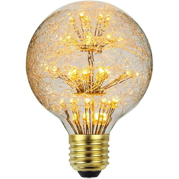 2 Pack Firework Light Bulb, 3W Retro Starry Light Bulb E27 Base Vintage Edison Dimmable LED Light Bulb Fairy Firework Decorative Light Bulb LED Light Bulbs