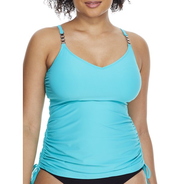 Coco Reef Womens Classic Solids Shirred Underwire Tankini Top CDD Cups StyleU95469 Swimsuit