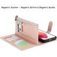 thumbnail image 5 of Compatible with Samsung Galaxy S22 5G Wallet Case,Detachable 2 in 1 Magnetic Zipper Leather Cover Case [6 Card Slots] [Wrist Strap] [Stand Feature] for Samsung Galaxy S22 5G,6.1 inch Rosegold, 5 of 12