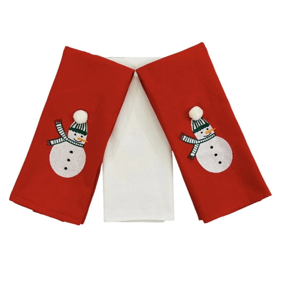 Serafina Home Holiday Christmas Kitchen Towels: Jolly Snowman Enjoying a Winter's Night with Friends