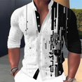 thumbnail image 1 of Camisa de hombre a cuadros/cuadros con gráfico geométrico de cuello alto para exteriores ropa de calle de manga larga moda casual de calle, 1 of 6