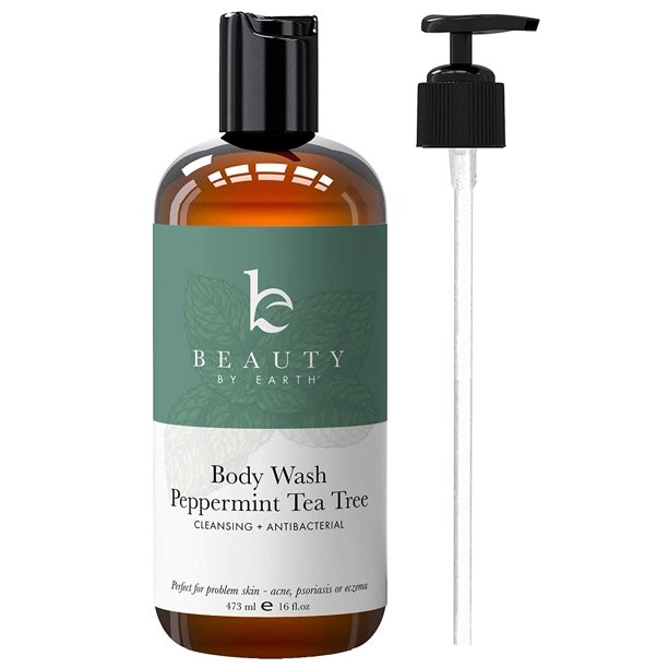 Peppermint Tea Tree Body Wash Made with Organic Ingredients, Shower Gel, Tea Tree Soap for