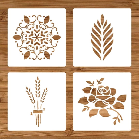 "5.9*5.9 icnh Bread Cake Stencils for Decorating, Wheat Sourdough Bread Baking Supplies Templates, Pie Cake Cookie Baking Stencils (Pack of4)