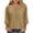 A-Khaki, variant on Women's Round Neck 3/4 Sleeve Tops Tie Keyhole Lace Patch Pleated Loose Soft Casual Tunic Top for Daily Wear A-Blue S