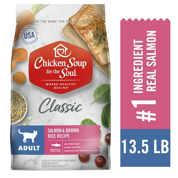 Chicken Soup Adult Cat Salmon Brown Rice Recipe Cat 13 5lb Walmart Com Walmart Com