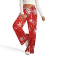 thumbnail image 2 of Women's Fashion Casual Loose Printed Wide-Leg Sports Pants with Christmas Print, Comfortable Home and Outdoor Wear, Elastic Waist with Drawstring for Easy Fit, Red, L, 2 of 7
