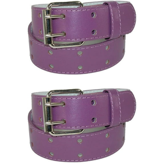 CTM Kids' Leather Two Hole Jean Belt (Pack of 2)