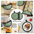 thumbnail image 5 of ZIATUBLES 2 PCS Pot Holders Heat Resistant Trivet Mat with Pockets Non-Slip Quilted Cotton-Like Liner Trivet Mat Washable Pan Mat 8 Inch Round Kitchen Counter Decor, Daisy Green, 5 of 7