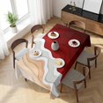 thumbnail image 3 of Red Coastal Beach Table Cloth Waterproof Tablecloths, Farmhouse Abstract Ocean Waves Striped Tablecloth Dining Table Cover for Kitchen Party Tabletop Outdoor, Rectangle Tablecloth 54x108 Inch, 3 of 9