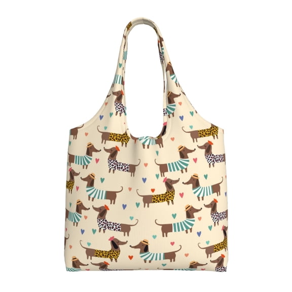 Vsdgher Dachshund Dog Print canvas Tote Bag, Lightweight Cloth Bags, Suitable for shopping, groceries, travel