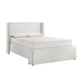 thumbnail image 3 of 3pc Modern Bedroom Set King Size White Fabric Upholstered Bed 2x Nightstand Furniture, 3 of 5