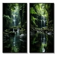 thumbnail image 2 of Designart "Hidden Oasis in the Forest by the Waterfall II" Waterfall Framed Wall Art Set Of 2 - Green Landscapes Gallery Wall Frame Set For Home Decor, 2 of 7
