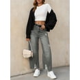 thumbnail image 2 of Women Barrel Leg Casual Jeans Loose Copped Ripped Denim Pants, 2 of 6