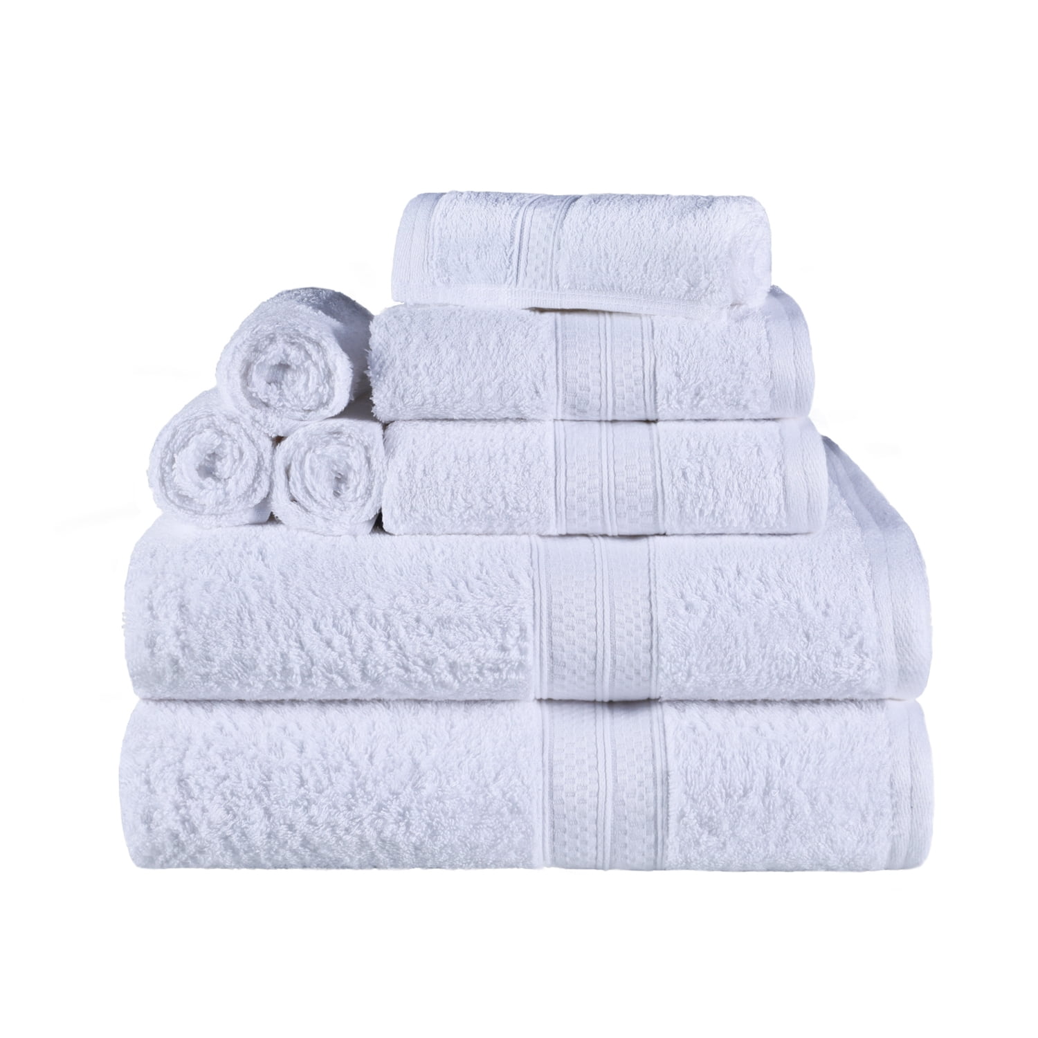 Superior 8 Piece Bath Towel Set, Rayon From Bamboo and Cotton, Solid