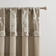 thumbnail image 2 of Lanco Beige Curtain 42Wx84L, Rod Pocket Window Curtains for Bedroom Living Room, 2 Panels, Panels with Attached Jacquard valances, 2 of 5