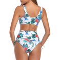 thumbnail image 2 of Femmes Taille Haute Maillot de Bain Deux Pièces Palmier Imprimé Floral Dentelle devant Côté Bikini Rétro Ensemble, 2 of 6