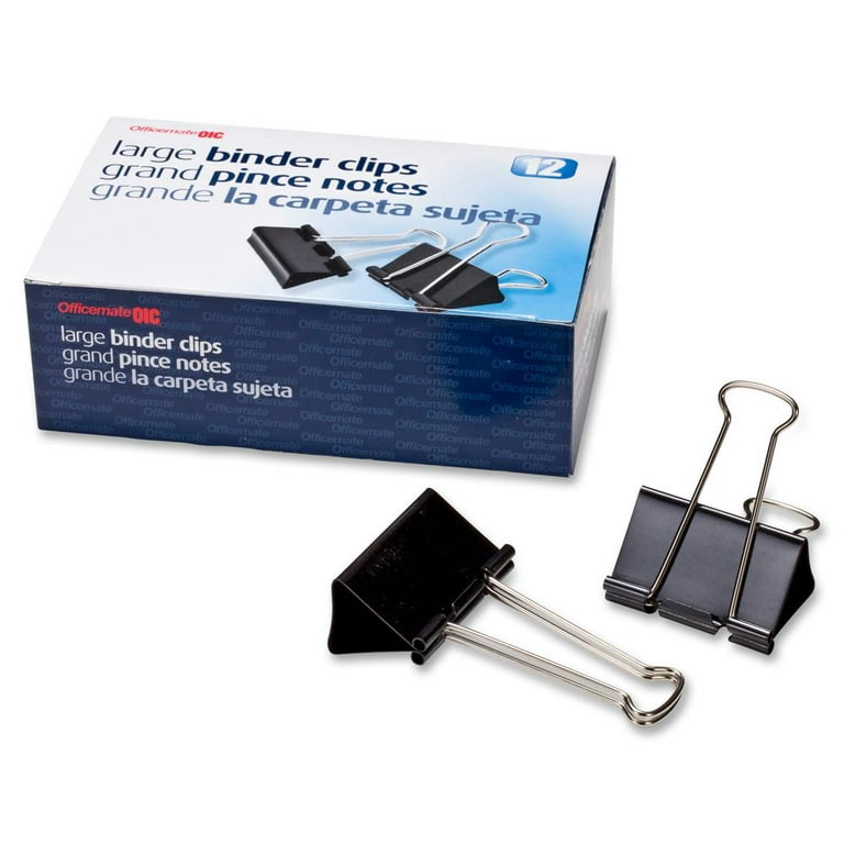 Officemate Binder Clips, Large, Black, 12/Box