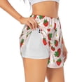 thumbnail image 2 of Bixox Women's Strawberry Floral pattern 2 in 1 Running Shorts - Lightweight Athletic Workout Gym Yoga Shorts Liner with Pockets - X-Large, 2 of 7