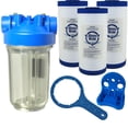thumbnail image 3 of KleenWater Premier Whole House Water Filter System, Transparent Housing, Three Dirt Rust Sediment Cartridges, 1 Inch Inlet/Outlet, 3 of 4