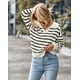 thumbnail image 5 of Suéter de punto a rayas con cuello en V para mujer, 5 of 7