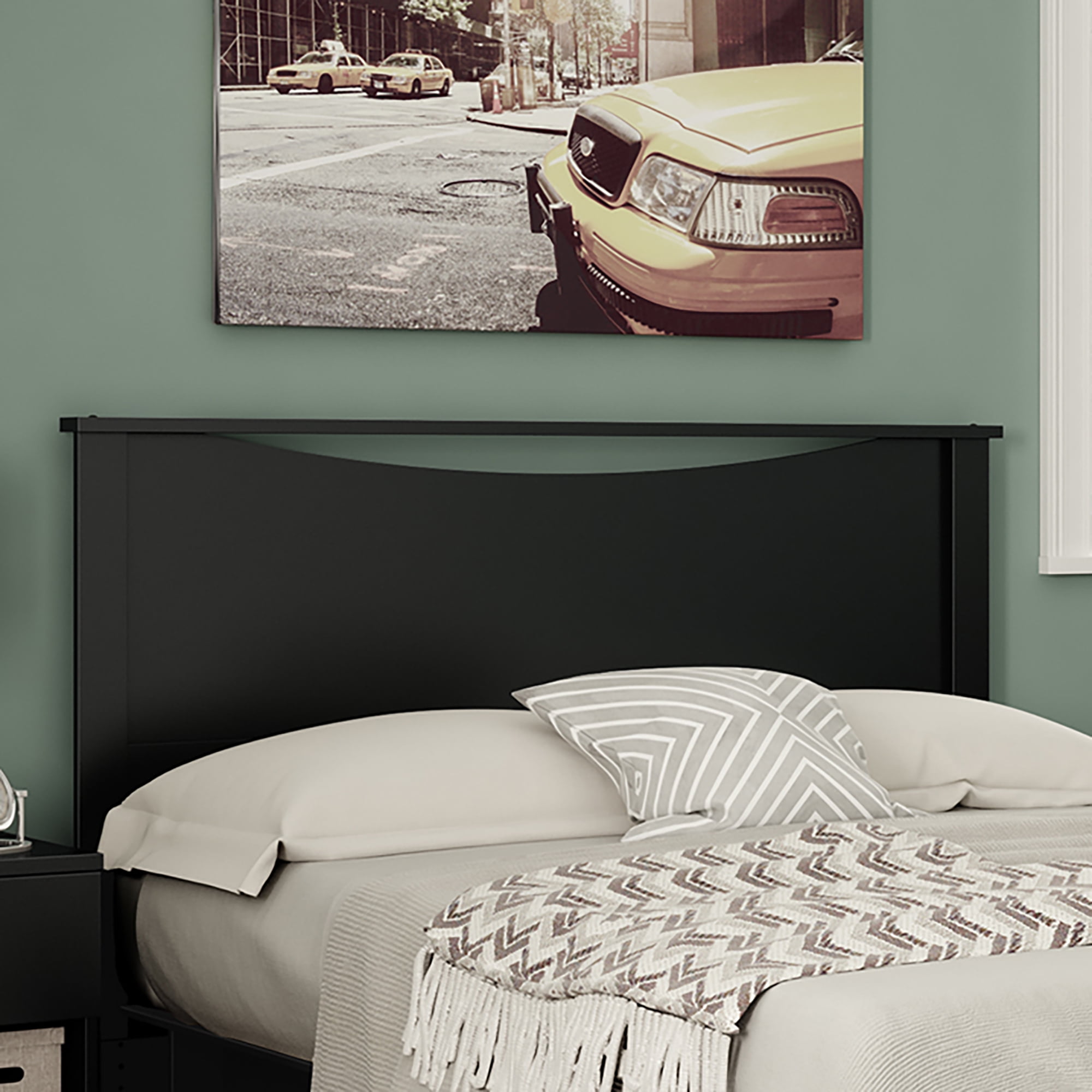 South Shore Soho Full/Queen Headboard (54"/60"), Black, contemporary