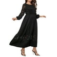 thumbnail image 3 of KVMeteor Womens Plus Size Lace Spliced Long Sleeve Cocktail Party A-Line Dress, 3 of 6
