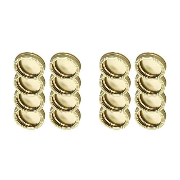 Naiovety Tapa de almacenamiento a prueba de fugas con sellado de tapa dividida 24x Reemplazo para tarro Mason Dorado 2piezas