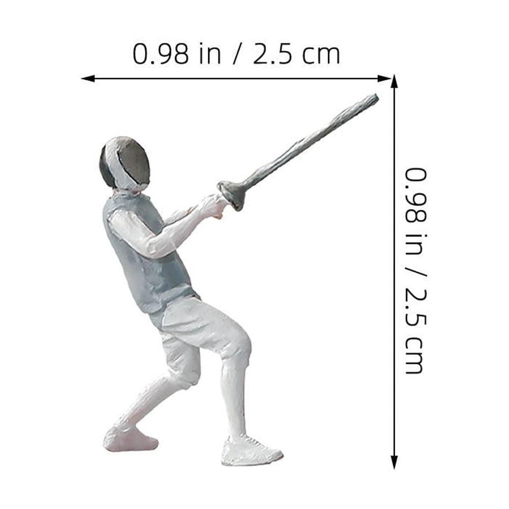 HEMOTON 2pcs Miniature Fencing Models 1/64 Scale Figures Fencing Scenes Tiny Fencing People Decor Realistic Match Models