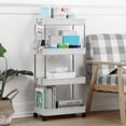 thumbnail image 4 of Estante de almacenamiento para baño, inodoro, cocina, organizador móvil que ahorra espacio, carrito clásico, blanco, 4 capas, 4 of 11