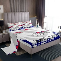 Erosebridal Football Themed Bed Sheets Set for Twin Bed,Football Fans Sheet Set ,Football Lovers Sheets,Red Blue Gray Flat Fitted Sheet with 1 Pillowcase Deep Pockets(Buffalo)