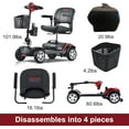 thumbnail image 5 of 4 Wheel Foldable Electric Mobility Scooter for Seniors, 300 lbs Compact Heavy Duty Mobile with Cup/Phone, Long Range Power Battery with Thickened Seat /Front LED Light for Travel, Elder, Adults (Red), 5 of 8