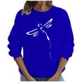 thumbnail image 1 of Penkiiy Blouses pour Femmes Hauts d'Automne Manches Longues Chandail Ample Chemise Décontractée Imprimé Poitrine Col Rond Chandails en Molleton Bleu Vêtements Y2K, 1 of 8
