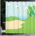 thumbnail image 3 of Ambesonne Golf Course Scene Shower Curtain, Field Trees Flag, 69"Wx70"L, Lime Green Pale Blue, 3 of 4