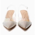 thumbnail image 4 of SURJDE Fashion Rhinestone Clear Slingback Pumps Shoes for Women Pointed Toe PVC Kitten Heels, 4 of 5