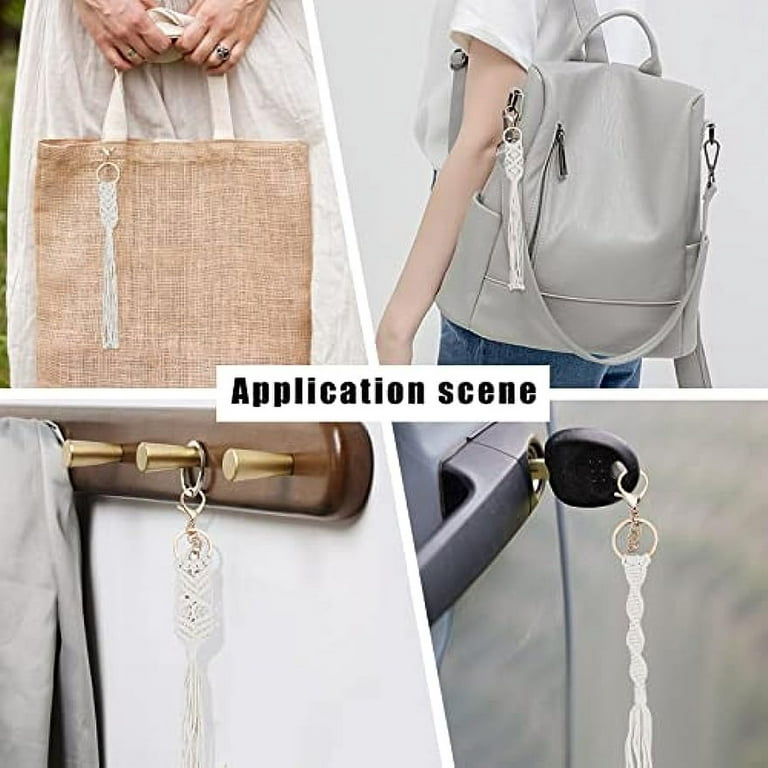 16pcs Macrame Boho Keychains Bulk Tassel Keychain 11 inch Handcrafted  Aesthetic Key Chain with Tassel and Wood Beads Lobster Buckles Ornaments  Decoration for Schoolbag Wallet Phone 