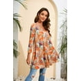 thumbnail image 3 of ENMAIN Women 3/4 Sleeve Tunic Tops Plus Size Shirts Orange Paisley Blouses Casual Loose T-Shirts 2XL, 3 of 8