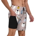 thumbnail image 2 of Kdxio Cute Hand Drawn Bear Print Men's Swim Trunks with Compression Liner 7 Inch Inseam Quick Dry Swim Shorts, 2 of 7