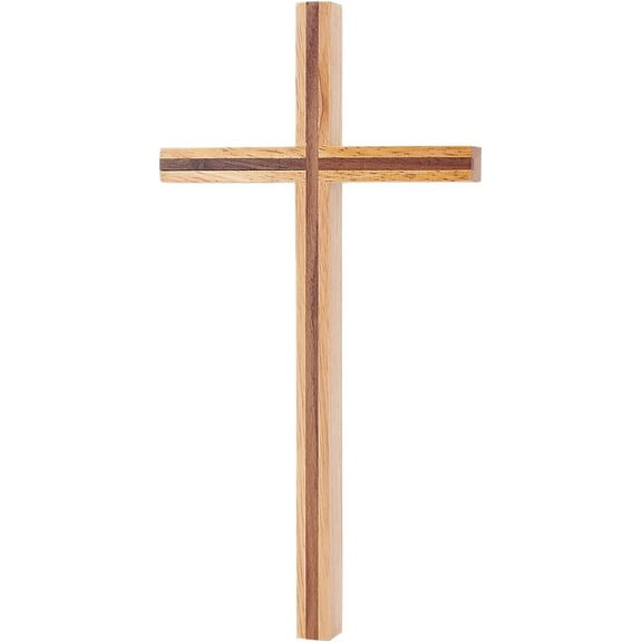 Wooden Wall 10x5 Handmade Walnut Christian Church Hanging Ornament Holy Standing Wood with Rubber Filling for Home Easter Decor