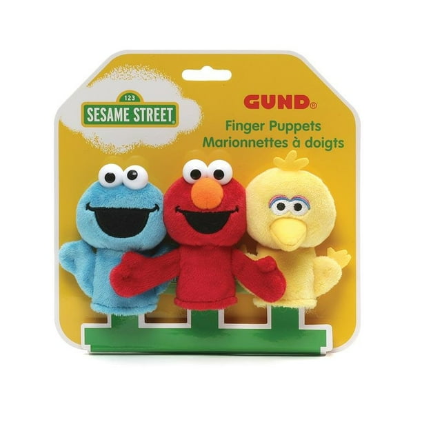 Gund Sesame Street Finger Puppets Set Of 3 Elmo, Big Bird And Cookie