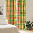 thumbnail image 2 of Ambesonne Plaid Window Curtains, Scotish Tartan Motif Pattern, Each 28" W x 84" L, Vermilion and Dark Indigo, 2 of 4