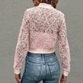 thumbnail image 6 of Gynyvoja Women Lace Cropped Bombers Jacket Long Sleeve Zip Up Sheer Lightweights Cardigan Pink S, 6 of 7