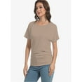 thumbnail image 2 of Womens Casual Dolman Boat Neck Short Sleeve T Shirts Ruched Tops Summer Lightweight Clothes, 2 of 6