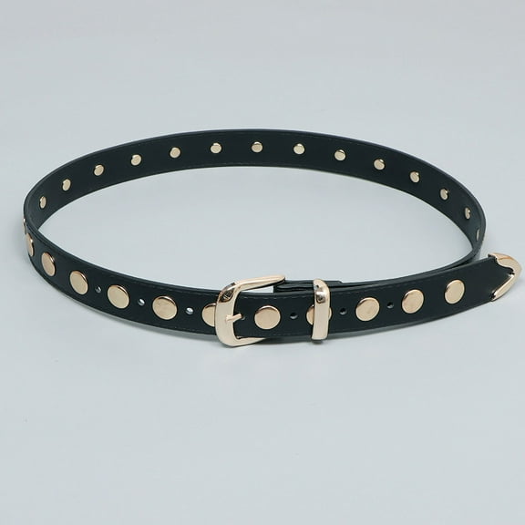Zhuge Women's Vintage Leather Studded Belt, Fashion Punk Style Belt Perfect for Jeans, Dresses & Daily Outfits, 102cm, Black A