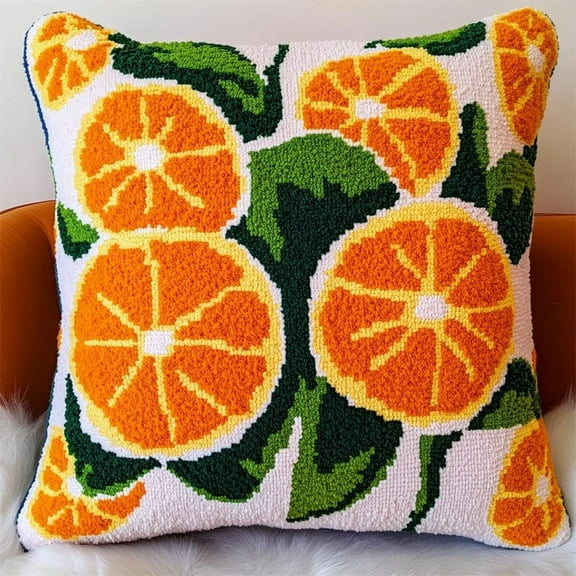 Latch Hook Pillow Kits Needlework Hook Latch Kit 17x17inch - Cartoon lemon