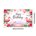 thumbnail image 3 of Flamingo Theme Happy Birthday Banner Tropical Design Floral Pattern for Outdoor Celebration Garden Party Photography Backdrop, 3 of 7