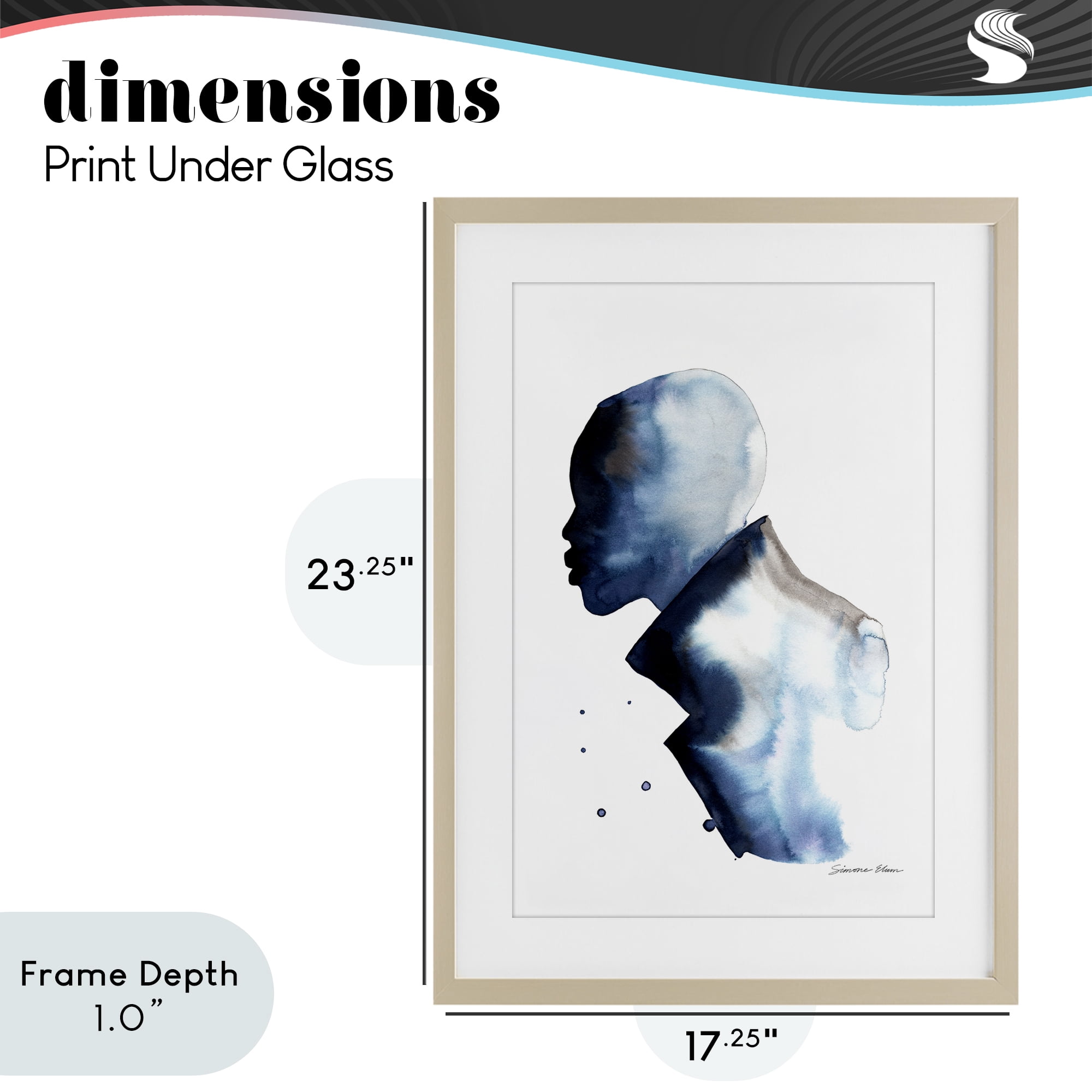 Stupell Industries Feeling Blue Portrait Silhouette Birch Framed Print Under Glass, design by Simone Elum
