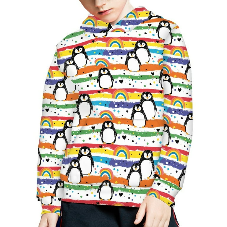 DISNIMO Penguin Hoodie Girl Rainbow Hoodies for Girls 6-7 Cute