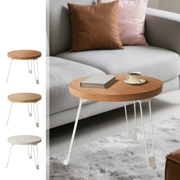 Sentmoon Folding Table Round Folding Table Small Table Foldable Sofa Side Table Mobile Small Round Table Small Household Dining Table Outdoor Household for Camping